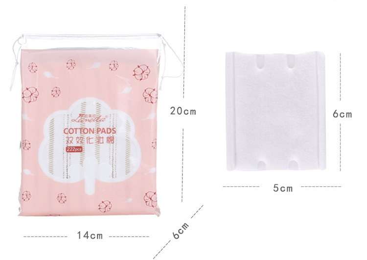 Lameila Wholesale Disposable Makeup Remover Cotton Square Face Cleaning Sandwich Double-Sided Cotton Pads 222pcs B297