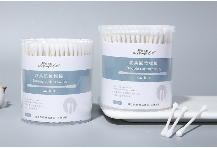 Lameila Professional 200 pcs paper stick double tips custom ear cotton buds disposable cotton swab B0129