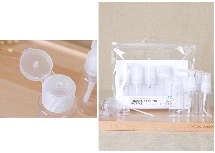 Lameila 7pcs Transparent Plastic Travel Empty Bottle Set Portable Makeup No Odor Spray Bottle Sets LM208