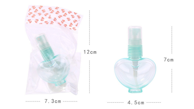 Lameila 25ml Spray Perfume Bottles Green Pink Heart Shape Fine Mist Alcohol Empty Plastic Travel Bottle LM695