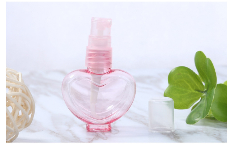 Lameila 25ml Spray Perfume Bottles Green Pink Heart Shape Fine Mist Alcohol Empty Plastic Travel Bottle LM695