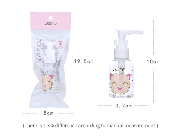 Lameila 50ml Airless Cute Pump Bottle PET Round Shape Body Lotion Shower Shampoo Refillable Travel Empty Bottles LM734