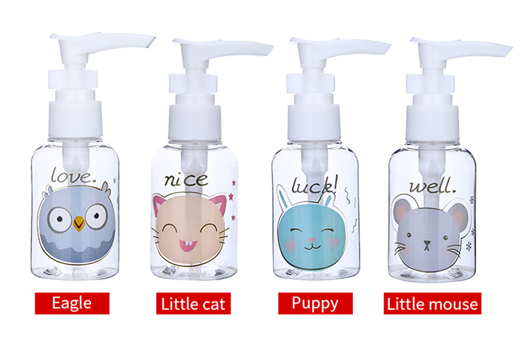 Lameila 50ml Airless Cute Pump Bottle PET Round Shape Body Lotion Shower Shampoo Refillable Travel Empty Bottles LM734