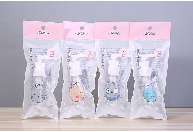 Lameila 50ml Airless Cute Pump Bottle PET Round Shape Body Lotion Shower Shampoo Refillable Travel Empty Bottles LM734