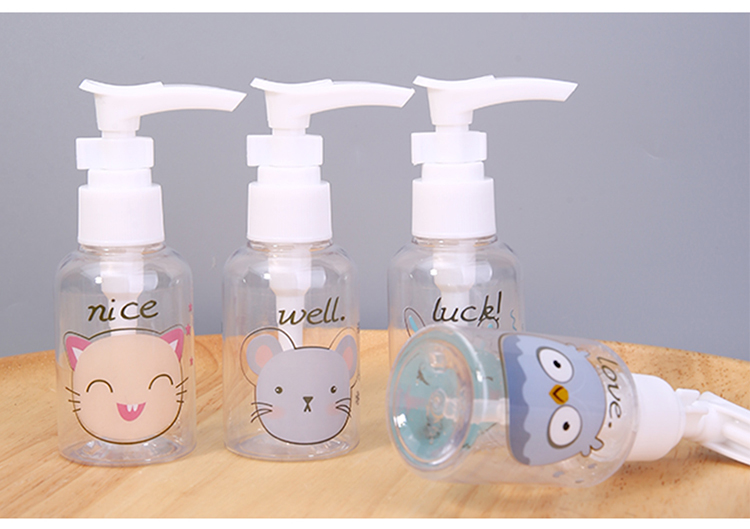 Lameila 50ml Airless Cute Pump Bottle PET Round Shape Body Lotion Shower Shampoo Refillable Travel Empty Bottles LM734