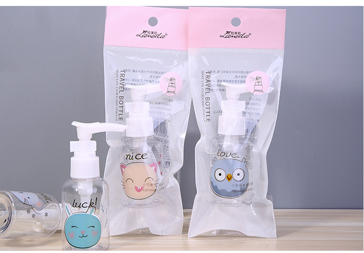 Lameila 50ml Airless Cute Pump Bottle PET Round Shape Body Lotion Shower Shampoo Refillable Travel Empty Bottles LM734