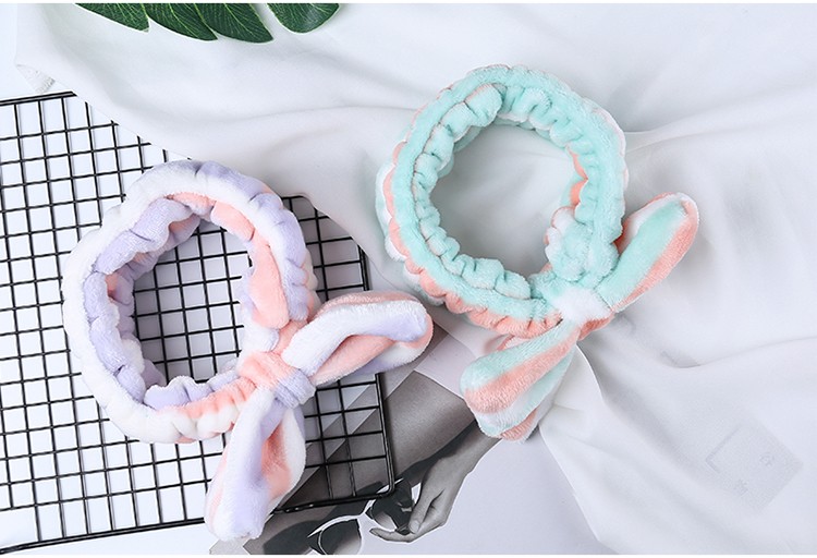 Lameila Fashion Soft Washing Face Makeup Headband Spa Customized Logo Cute Bowknot Hair Bands For Women C0812