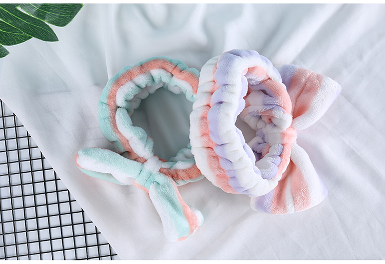 Lameila Fashion Soft Washing Face Makeup Headband Spa Customized Logo Cute Bowknot Hair Bands For Women C0812