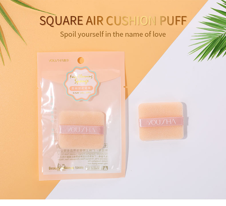 Yousha Fashion Makeup Foundation Sponge Square Shape Air Cushion Puff With Silk Ribbon YF164