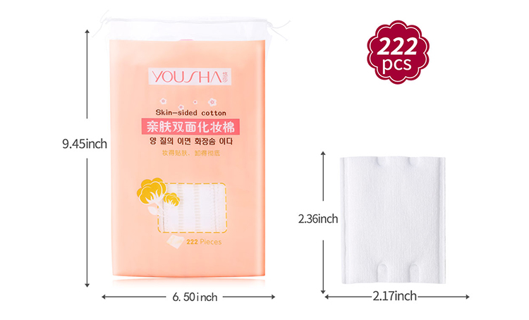 Yousha 222pcs Disposable Double Useful Side Pads Cosmetic Makeup Remover Cotton Pads Cosmetic Square Cotton YV029