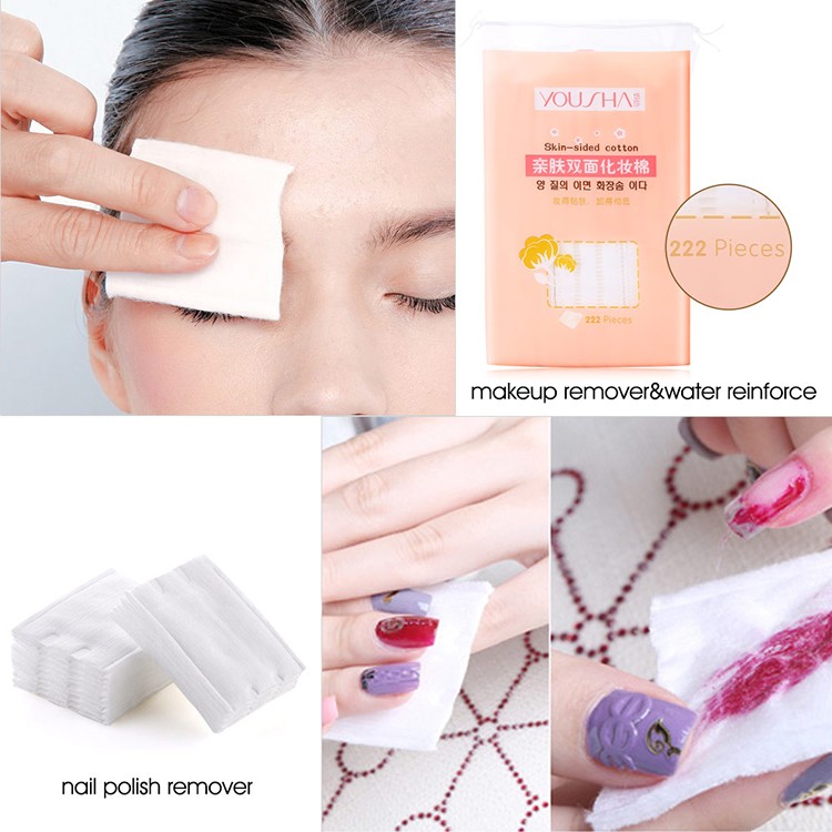 Yousha 222pcs Disposable Double Useful Side Pads Cosmetic Makeup Remover Cotton Pads Cosmetic Square Cotton YV029