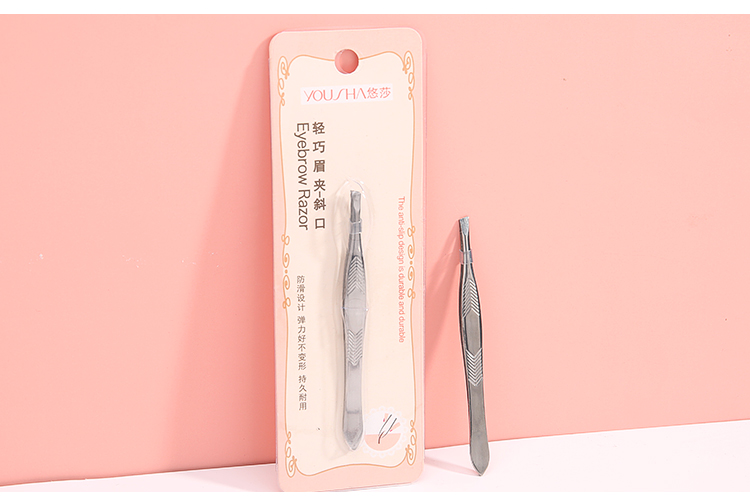 Yousha private label eyebrow beauty tools professiona bevel connection stainless steel eyebrow clip YN014