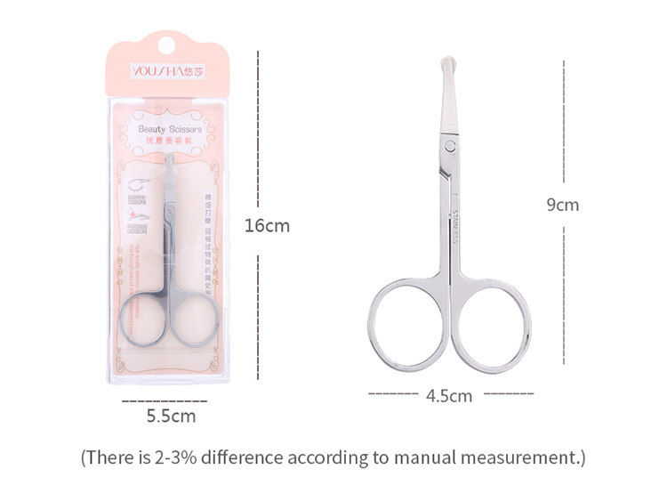 Yousha Stainless Steel Round Tip Nostril Eyebrow Beard Ear Trimmer Scissors For Men and Women YO005