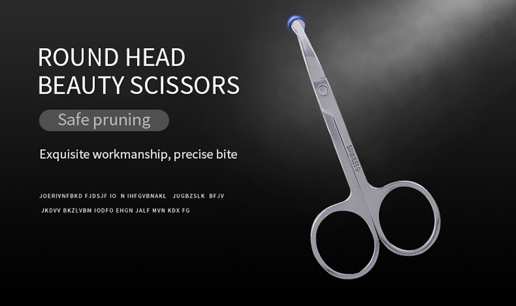 Yousha Wholesales point head eyebrow grooming scissors safety stainless steel nose hair beauty eyebrow scissors YO013