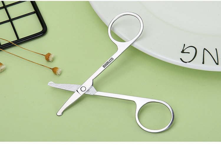 Yousha Wholesales point head eyebrow grooming scissors safety stainless steel nose hair beauty eyebrow scissors YO013