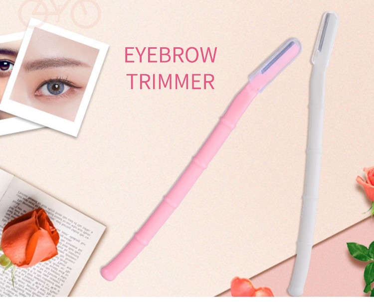 Yousha 1pcs Eyebrow Trimmer Shaper Reusable Long Handle Stainless Steel Blade Facial Hair Remover Mini Eyebrow Razor YX112