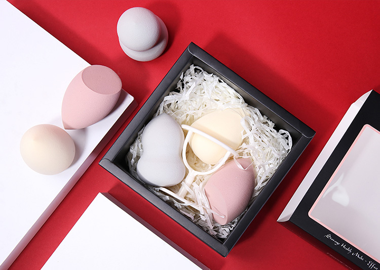 Lameila Cheap Price 4in1 Latex Free 3 Shapes Foundation Puff Sponges Set With Holder Beauty Makeup Sponge Blender A80148