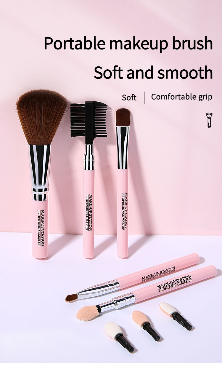 Lameila Makeup Brushes Set 8pcs Custom Logo Nylon Hair Portable Eye shadow Facial Foundation Powder Blush Brush L0966