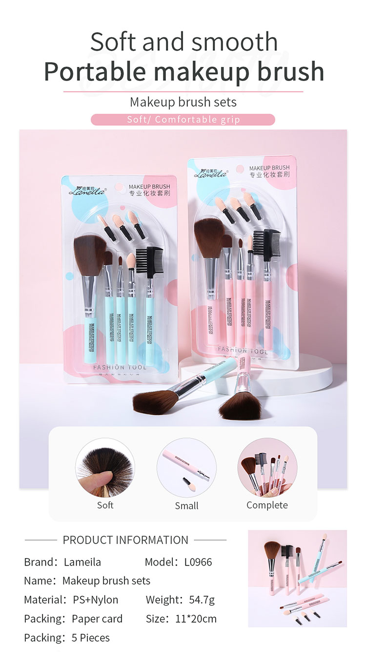 Lameila Makeup Brushes Set 8pcs Custom Logo Nylon Hair Portable Eye shadow Facial Foundation Powder Blush Brush L0966