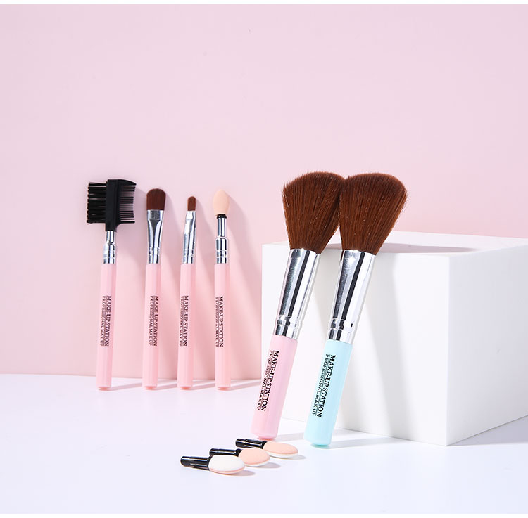 Lameila Makeup Brushes Set 8pcs Custom Logo Nylon Hair Portable Eye shadow Facial Foundation Powder Blush Brush L0966