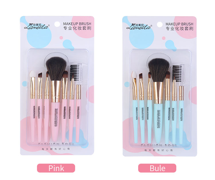 Lameila Pink 7pcs Makeup Brushes Set Custom LOGO Nylon Hair Facial Foundation Powder Brushes For Ladies L0967