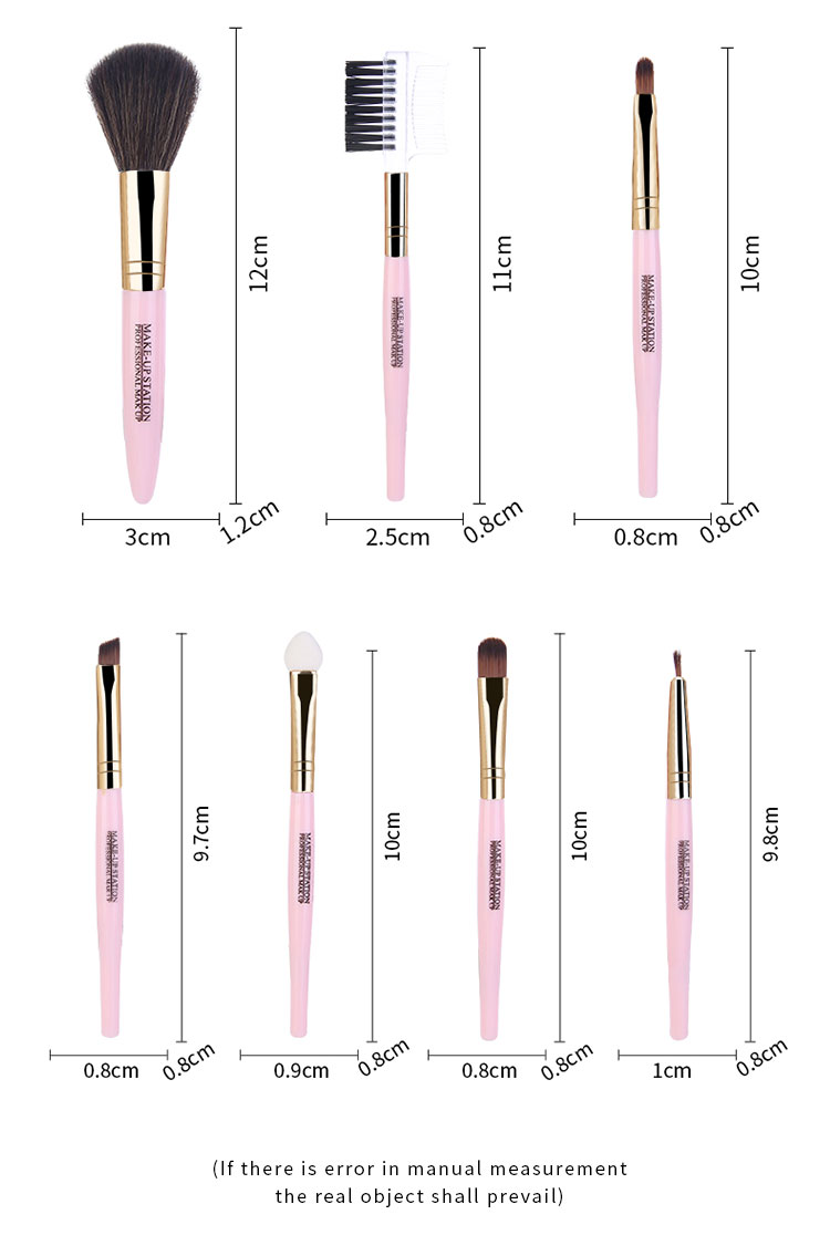 Lameila Pink 7pcs Makeup Brushes Set Custom LOGO Nylon Hair Facial Foundation Powder Brushes For Ladies L0967