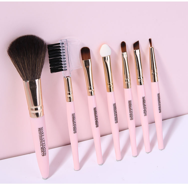 Lameila Pink 7pcs Makeup Brushes Set Custom LOGO Nylon Hair Facial Foundation Powder Brushes For Ladies L0967