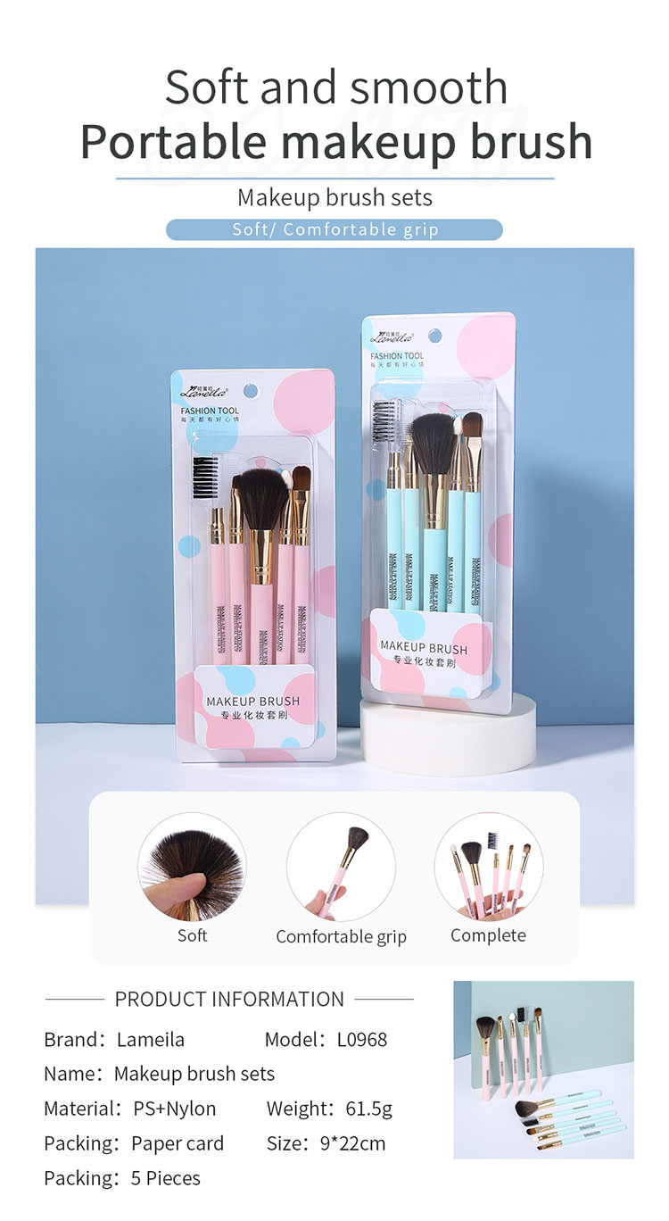 Lameila 5 Pcs In Pack Makeup Brush Set Private Label Portable Synthetic Hair Travel Suit Powder Concealer Eye Shadow Brush L0968