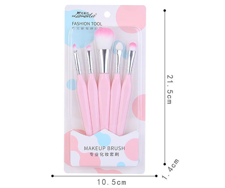 Lameila 5pcs Makeup Brushes Set Custom Logo With Plastic Case Synthetic Fibre Facial Foundation Powder Blush Brush L0969