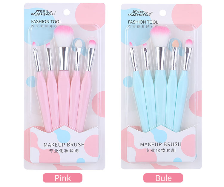 Lameila 5pcs Makeup Brushes Set Custom Logo With Plastic Case Synthetic Fibre Facial Foundation Powder Blush Brush L0969