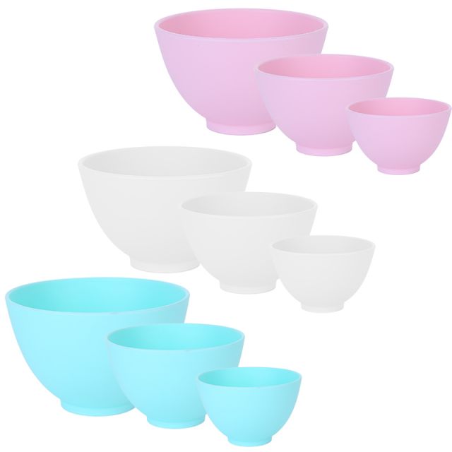 Stylish Reusable Three Sizes Cosmetic Bowls Flexible Silicone Facial Face Mask Mixing Bowl Set Homemade Makeup Beauty Tools