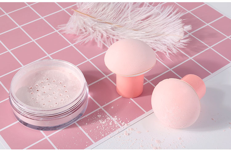 Yousha Manufacturer New Design Custom LogoLatex Free Soft Mushroom Shape Cosmetic Sponge Powder Puff With Plastic Handle YF140