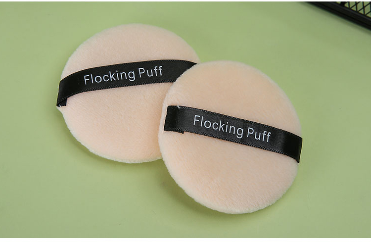 Lameila Custom Flocking Makeup Foundation Velour Puff Cosmetic Loose Powder Black Fluffy Puff With Satin Ribbon YF170