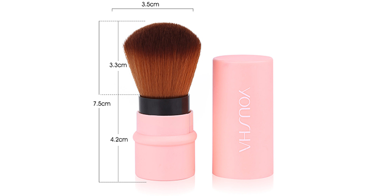 Yousha Custom Logo PS Handle Round Dense Telescopic Face Makeup Brush Retractable Pink Fluffy Makeup Brushes YC021