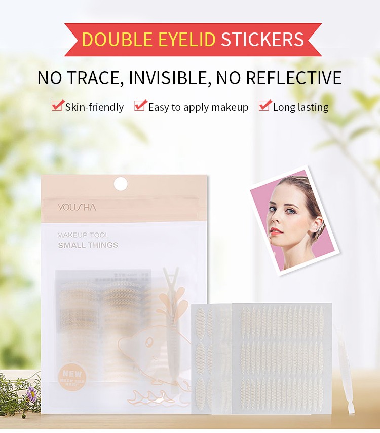 Yousha 96 Pairs Cosmetic Eye Tool Natural Color Lace Invisible Long-Lasting Double Eyelid Stickers Eyelid Fiber Tape YS064