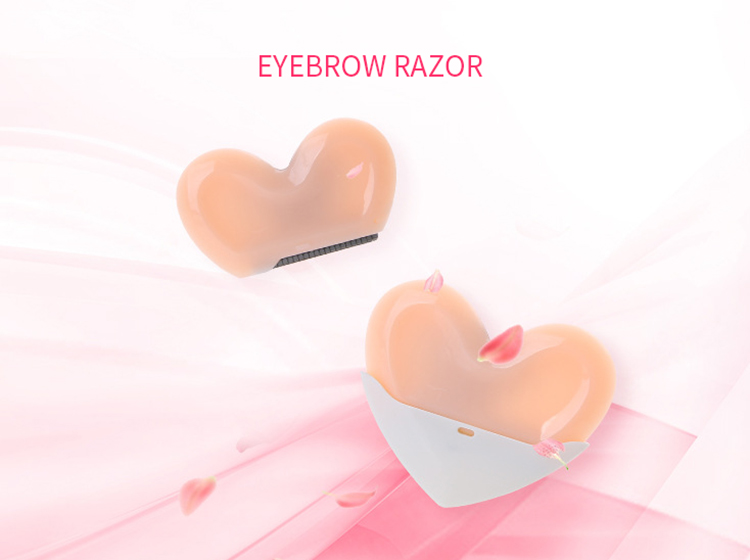 Yousha Latest Design Heart-Shaped Safty Eye Brow Shaver Stainless Steel Blade Mini Plastic Facial Eyebrow Razor For Lady YX121