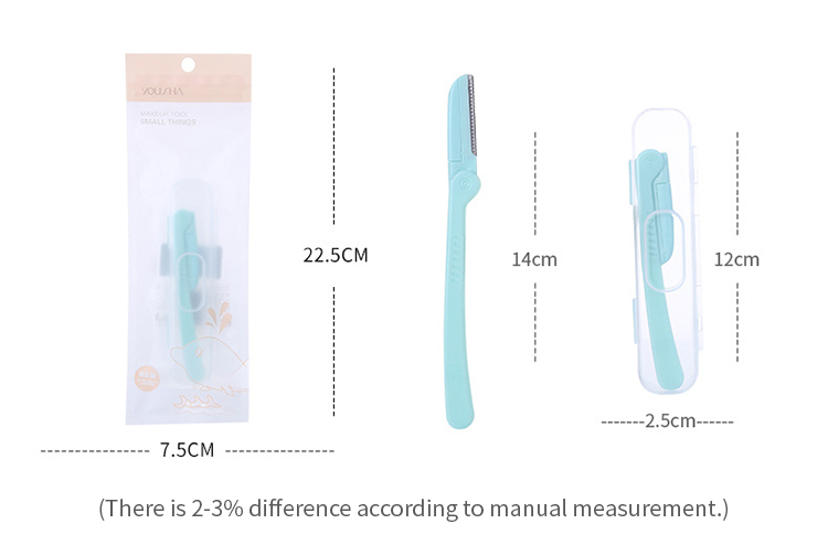 Yousha 1pcs/Box Eyebrow Razor Wholesale Private Label Stainless Steel Safety Plastic Eyebrow Trimmers Foldable For Ladies Yx122