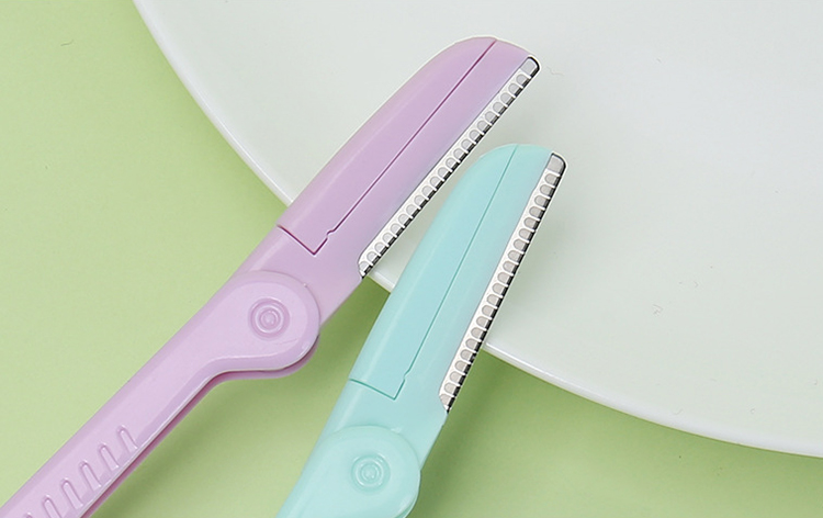 Yousha 1pcs/Box Eyebrow Razor Wholesale Private Label Stainless Steel Safety Plastic Eyebrow Trimmers Foldable For Ladies Yx122