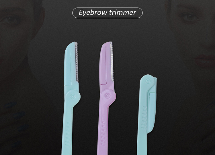 Yousha 1pcs/Box Eyebrow Razor Wholesale Private Label Stainless Steel Safety Plastic Eyebrow Trimmers Foldable For Ladies Yx122