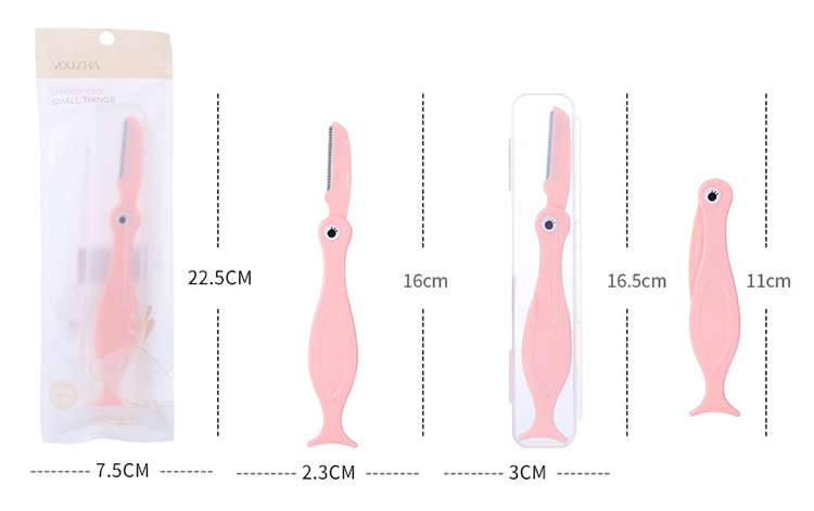 Yousha Cute Cartoon Woodpecker Design Pink And White Color Stainless Steel Eyebrow Razor For Brow Trimmer Yx123