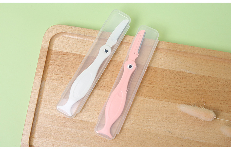 Yousha Cute Cartoon Woodpecker Design Pink And White Color Stainless Steel Eyebrow Razor For Brow Trimmer Yx123