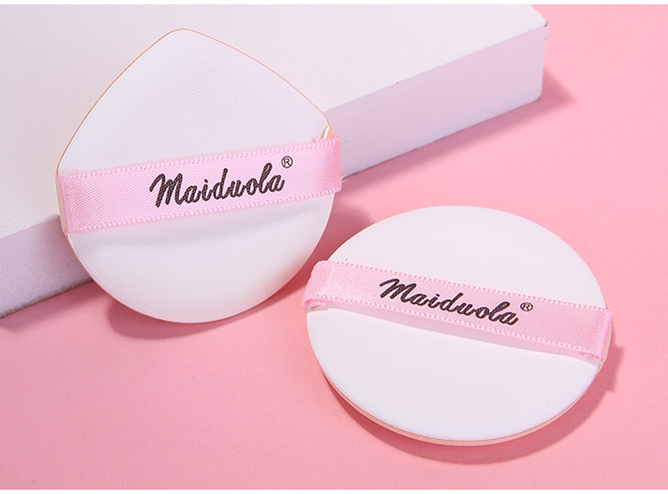 Maiduola round pointed cosmetic puff 2pcs factory custom logo OEM mini finger soft face powder puff small air makeup puff MDL056