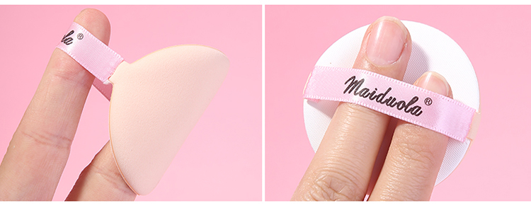 Maiduola round pointed cosmetic puff 2pcs factory custom logo OEM mini finger soft face powder puff small air makeup puff MDL056