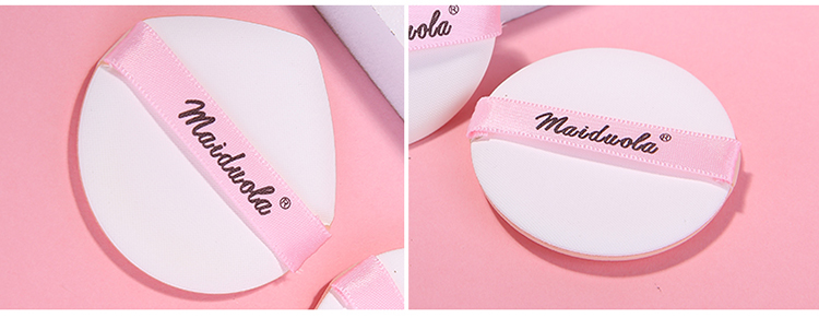 Maiduola round pointed cosmetic puff 2pcs factory custom logo OEM mini finger soft face powder puff small air makeup puff MDL056