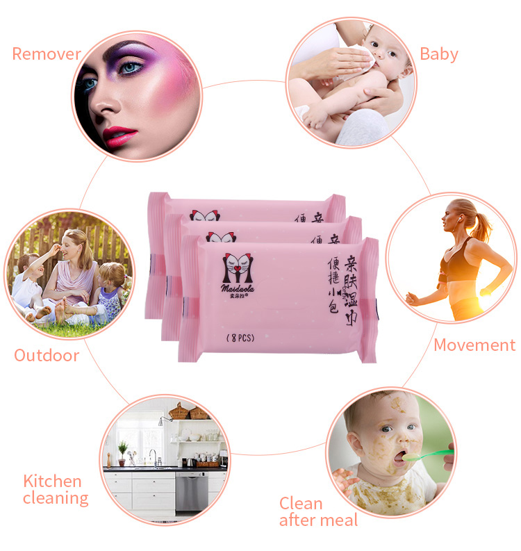 makeup remover cleaning wipes private label portable skin-friendly baby wet wipes MDL302