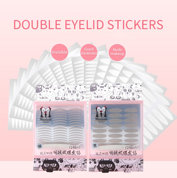 Private Label Latest design Natural Lace Super Invisible  Double Eyelid Stickers/eyelid Tape for makeups MDL401
