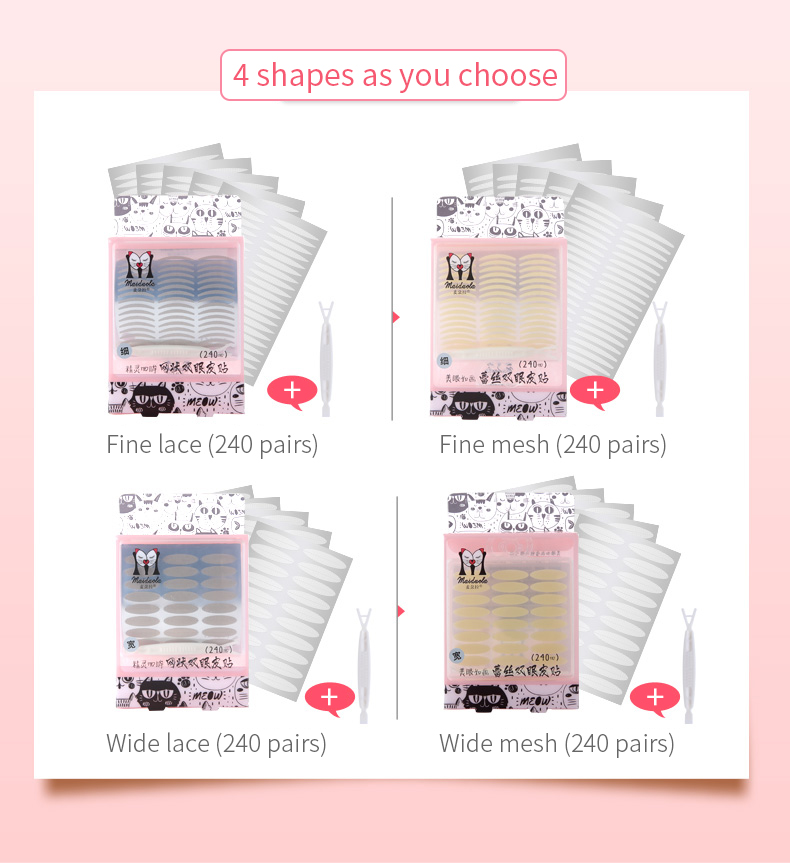 Private Label Latest design Natural Lace Super Invisible  Double Eyelid Stickers/eyelid Tape for makeups MDL401