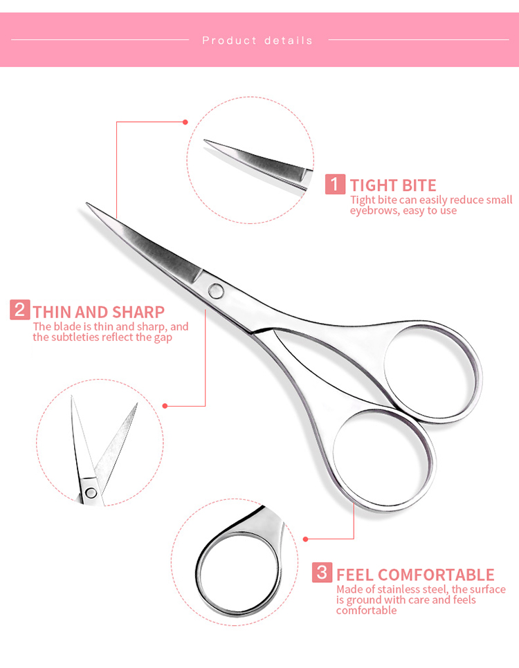 stainless steel sharp beauty scissors customized safety makeup scissors MDL501