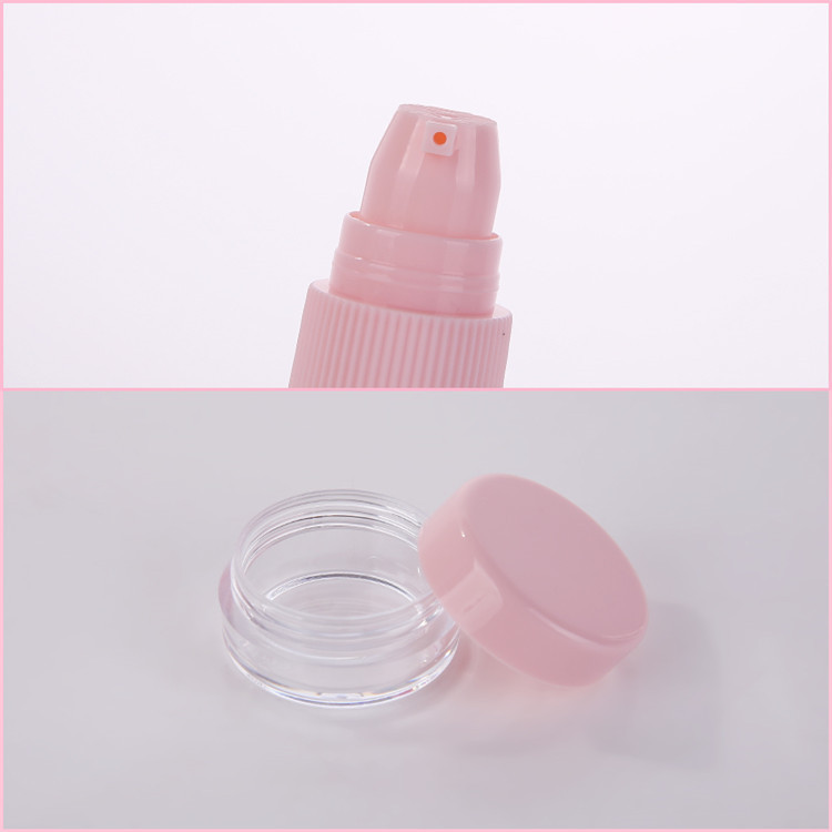 Hot Sale Eco-friendly Make Up Cosmetic Travel Bottle Kit 9pcs Lotion Spray Bottle Plastic Travel Set With Pink Lid MDL551