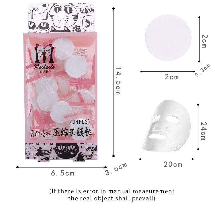 Oem Odm Private Label 24Pcs/Box Diy Compressed Facial Mask Sheet Silk Cotton Skin Care Disposable Face Mask Beauty Tool Mdl151